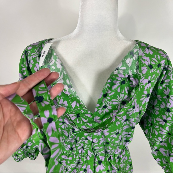 Solotre Green Floral Tie Back Top Made in Italy 100% cotton - Picture 6 of 8